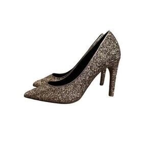 TOPSHOP Sparkly Gold Glitter Gemini Pumps • Size 6.5 •‎ NWT